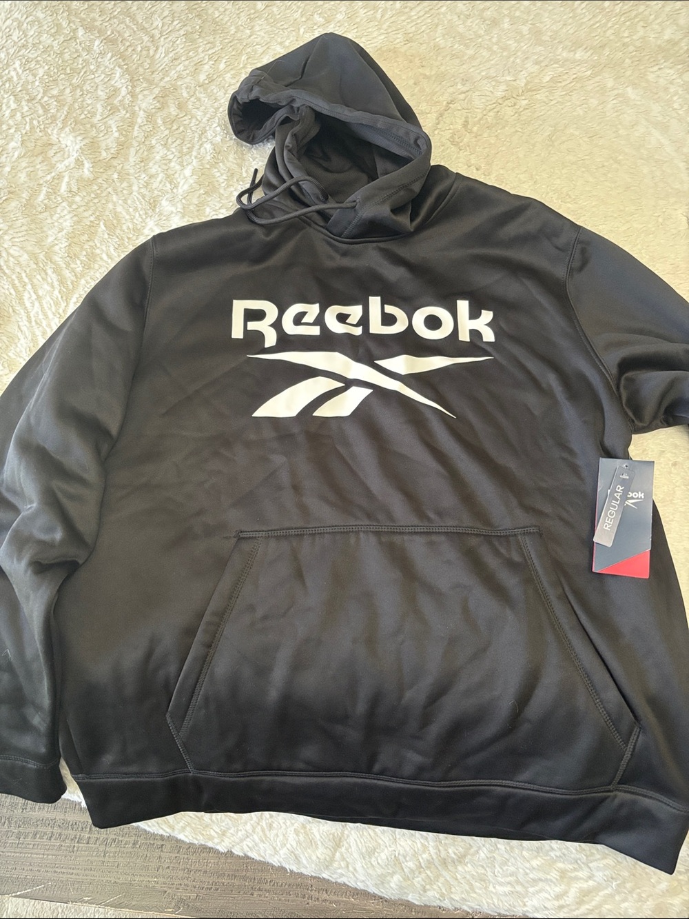 Reebok Black Hoodie with White Reebok Logo